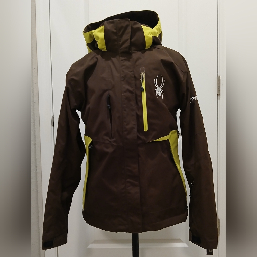 Spyder Brown & Lime Green Ski Winter‎ Snow Coat